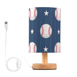 Vozoza Sport Baseball LED Table Lamp with USB Port Rechargeable Lamps Bedroom Lamps for Nightstand Living Room Dorm Home Office Desk