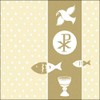 20 napkins church symbols gold on dots for communion, confirmation and christening 33 x 33 cm