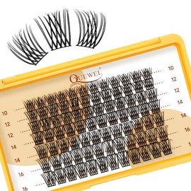 QUEWEL Pack of 84 Eyelash Clusters, Mix 10-16 mm Lash Cluster, Individual Eyelash Extensions, Soft and Lightweight, Hardly Noticeable Eyelash Presence, DIY Eyelash Extensions for Beginners at Home