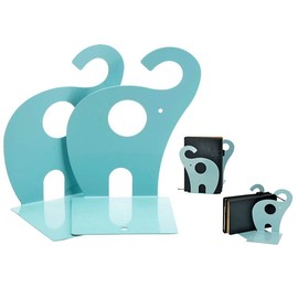 Itian Cartoon Elephant Shape Nonskid Metal Bookends, Metal Office Desk Bookends Art Bookend Book Organizer, Books Holder Desk Organizer for Kids
