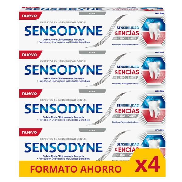 Sensodyne Sensitivity and Gums Toothpaste Whitening, Relief for Sensitive Teeth and Improving Gum Health, 4 x 75 ml Pack
