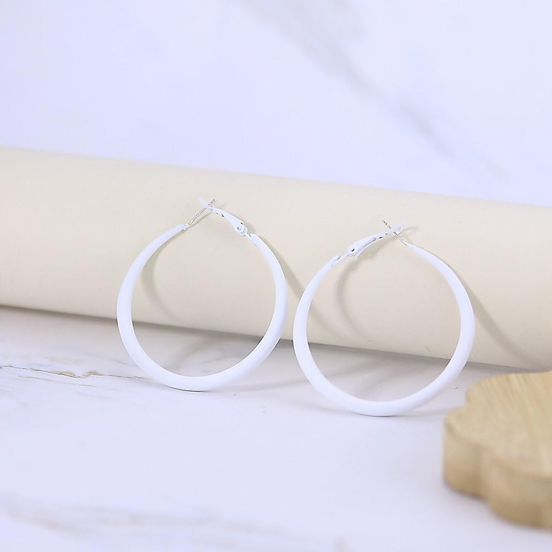 BOOZIQ White Hoop Earrings for Women 8090s Neon Earring Large