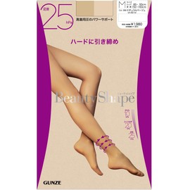 Gunze Women's Stockings, Beauty Shape, Ankle 25 hPa, Hard Tightening, (New Model) Natural Beige