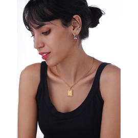 Initial Necklace for Men Women Gold Figaro Chain Stainless Steel Necklace for Mens Silver Chain Mens Gifts 22'' Letter I Necklace