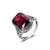 Gixaxak Elegant Huge Tanzanite 925 Silver Ruby Ring Emerald-Cut AAA