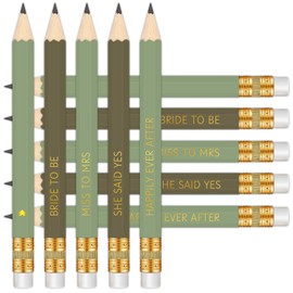 Vusnud 50Pcs - Bridal Shower Sharpened Half Pencils with Erasers, Pre-sharpened Pencils for Bridal Shower & Wedding Games, 4 Inches (Sage Green - Bridal)