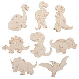 8 Pieces Dinosaur Wooden Craft Sets for Children, 3D Puzzle Dinosaur Craft Set, Craft DIY Dino Wooden Craft Sets, Creative Children's Toy Painting Craft for Boys Girls