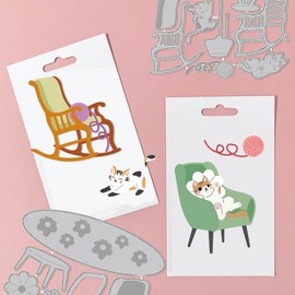 GLOBLELAND Chair and Cats Cutting Dies for Card Making Metal Sofa Cats Die Cuts Embossing Stencils Cutting Dies Template for Scrapbooking Paper Decoration Journal Craft Decor