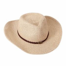 Willheoy Cowboy Hat Straw Hat Women Men Sun Hat Summer Beach Hat Western Hat Panama Hat Unisex Cowboy Hat Foldable Straw Hat Brim Summer Hat, Beige 1#
