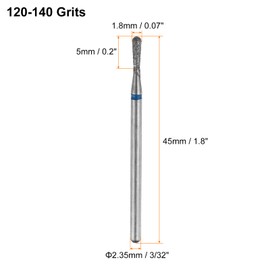 HARFINGTON 10pcs 120-140 Grits Diamond Grinding Bit 1.8mm Match Head 2.35mm Shank 5mm Length Stone Sanding Drill Bits Rotary Tool for Ceramic Glass Nails Grinding Polishing