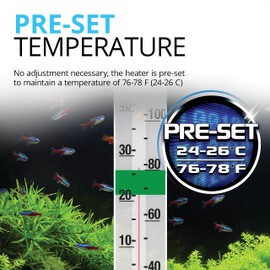 Fluval P50 Submersible Aquarium Heater – 50W, Preset 76-78°F for Freshwater & Saltwater Tanks up to 15 Gal, Shatterproof, Fully Submersible, LED Indicator, Durable & Safe Fish Tank Heater