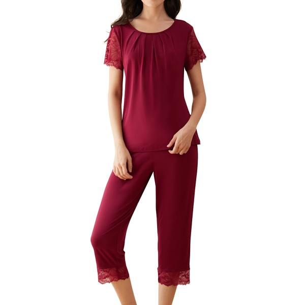 WiWi Pajamas for Women Capri Pants Lounge Pjs Set Soft