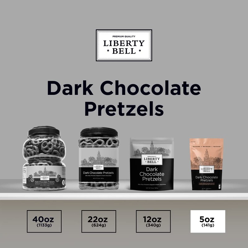 Liberty Bell Dark Chocolate Flavored Pretzels, 5-Ounce Bag (Pack of