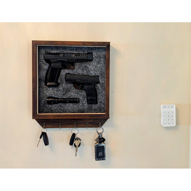 3F Gun Safe Box Key Holder For Wall, Wooden Entryway