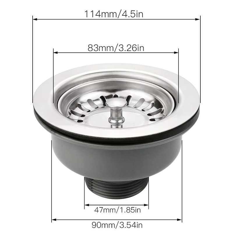 inodiref Stainless Steel Kitchen Sink Basket Strainer Plug Waste Kitchen