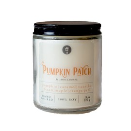 Jarful House Fall Candle Pumpkin Patch | Strong Scented Soy Candle Pumpkin + Caramel + Maple + Pecan | Thanksgiving Gift | Hand made in USA | 40+ hrs Burn Time - 8 oz.