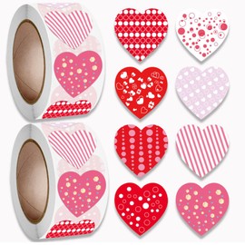 1000 Pcs Heart Stickers for Scrapbooking – Valentine Stickers with Multi-Patterned Designs – Love Heart Sticker for Cards, Envelopes, Walls & Party Decorations – Romantic Valentine's Day Supplies