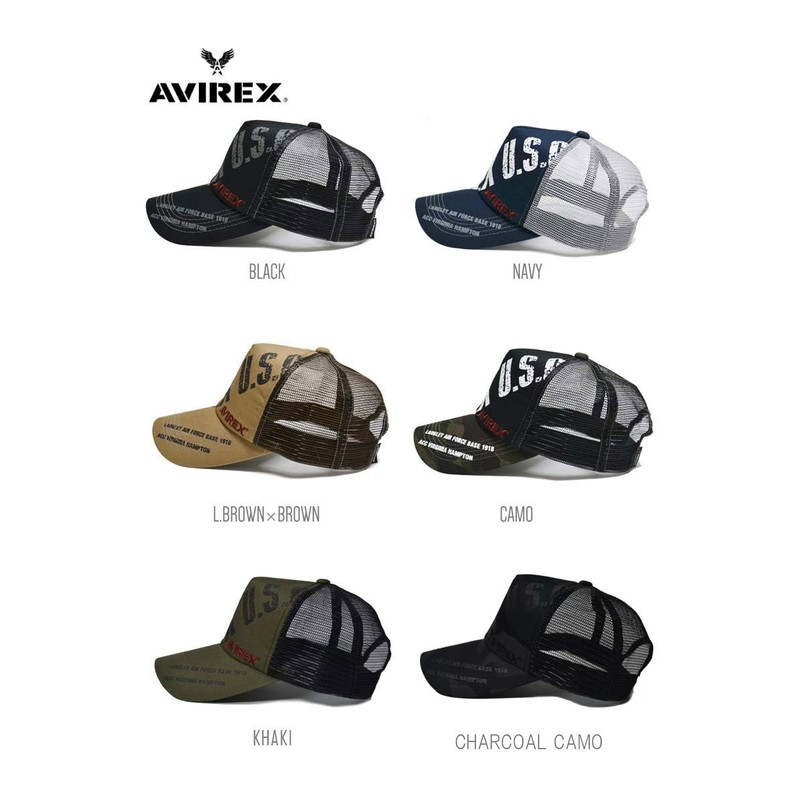 AVIREX AX3900 Mesh Cap English Logo Hat Cap Avilex, Black