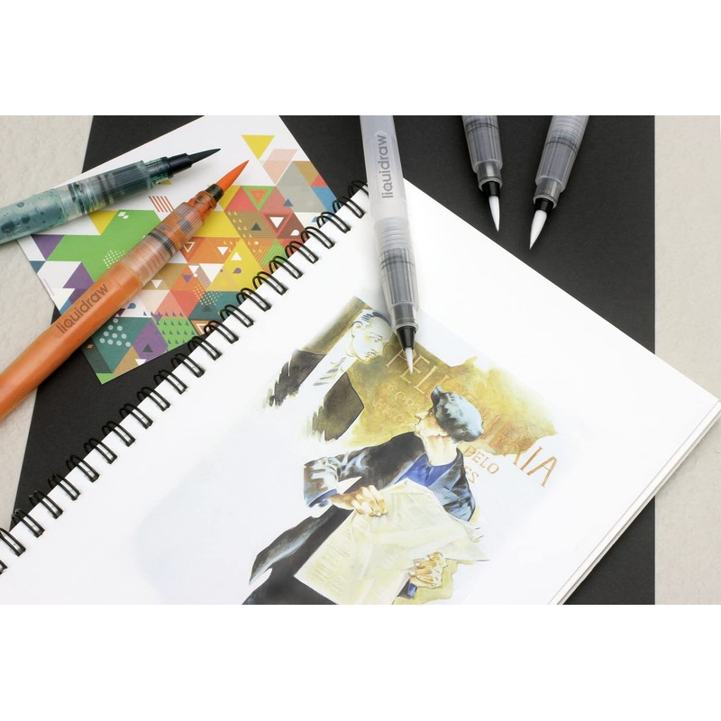 Liquidraw Watercolour Brush Pens Set of 3 Refillable Long Tank