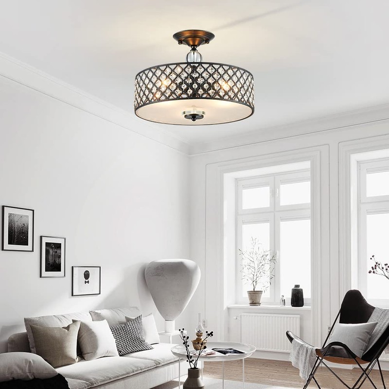 Saint Mossi Semi Flush Mount Ceiling Chandelier, Modern K9 Crystal