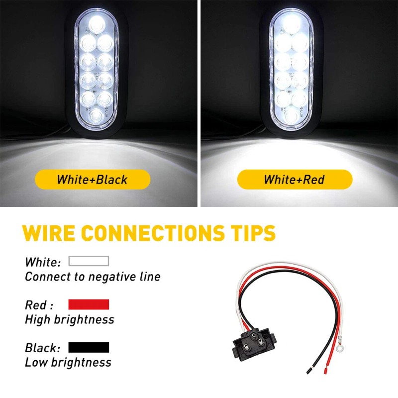 2X 6" 10 LED Oval White Trailer Truck Reverse Backup