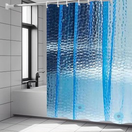 TIKABC Shower Curtain Liner, 4G EVA Blue Water Cube Shower Liner, Plastic Waterproof Shower Curtains, 72x72 inch with Grommet Holes 3 Magnetic Weights