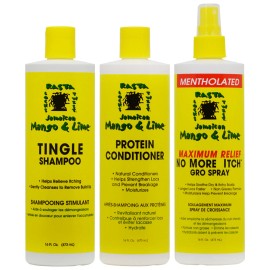 Jamaican Mango&Lime Tingle Shampoo, Protein Conditioner, No More Itch Gro Spray