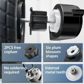 JRRXM ﻿2PCS High Speed 24V RS555 35000RPM Fast Steel Gears Motor Gearbox for Power Wheels Motor Upgrade,18V-24V Kids Ride on Toy Electric Car Conversion Kit for Tire Upgrade,Free Connector Coupler