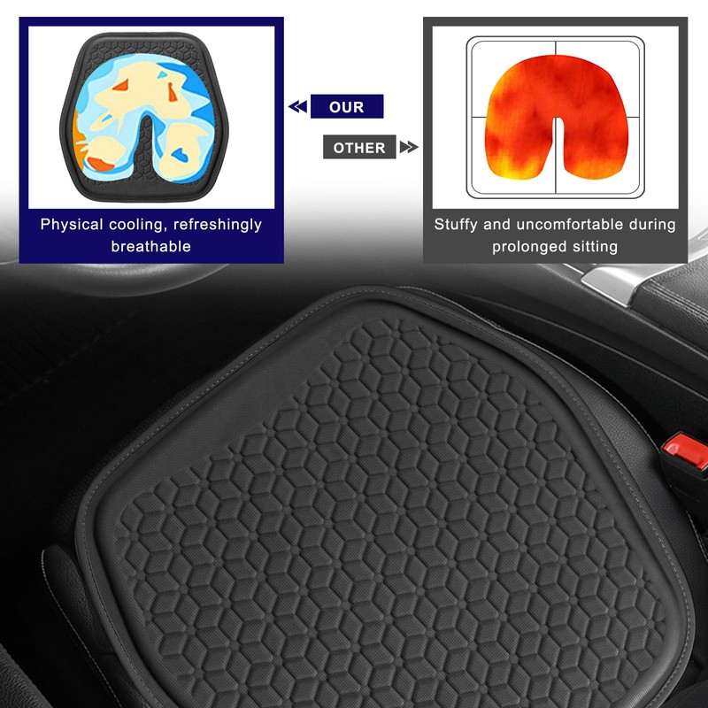 Gel Car Seat Cushion, Non-Slip Front Seat Bottom Cushion Pad,