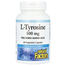 Natural Factors L‑Tyrosine 500 mg – 60 Cápsulas Vegetarianas para Apoyo Cognitivo, Energía Mental y Estrés