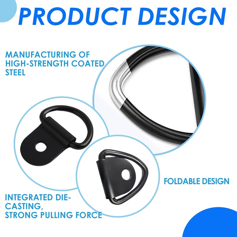 Jecdfs 8pcs Lashing Eyelets D Rings Construction Ring, V Mounting