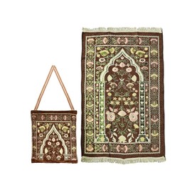 Abiyou Muslim Prayer Mat, Islamic Prayer Rug, Islamic Prayer Mat with Elegant Design Bag, Portable Foldable Prayer Rug, Ramadan Prayer Rug, Muslim Foldable Prayer Mat, for Ramadan (Brown)