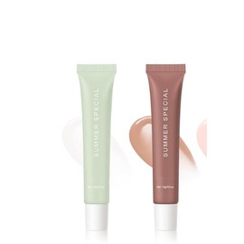 Summer Lip Butter Balm 2 Color(Green+coffee), Glossy Moisturizing Lip Balm, Summer Non Sticky High Shiny Finish Conditioning Lip Glow Oil for Shine Hydration Sheer Tinted Soothing Lip Care.