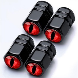 Tire Valve Stem Caps Beast Eyes Car Accessories 4-Pack-Aluminum Alloy Rust-Proof Universal Dust Covers Tire Air Cap for Car, SUV, Bike, Motorcycle Red Eyes Gifts