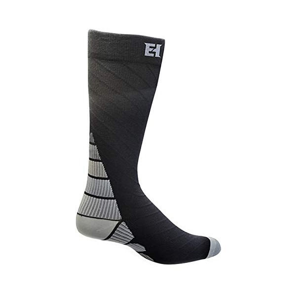 Elite Hockey, Notorious Pro-Series Compression Calf Sock, One Pair (Black/Silver Grey, Small)