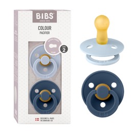 BIBS Colour Smoother Pack of 2, BPA-Free, Cherry Shape Nipple Natural Rubber/Latex, Made in Denmark. 6–18 Months (Pack of 2), Dusty Blue/Steel Blue