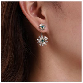 Atentuyi Boho CZ Flower Earrings Gold Flower CZ Stud Earrings CZ Flower Stud Earrings Flower Rhinestone Earrings CZ Front Back Earrings Jewellery for Women and Girls, Alloy Steel