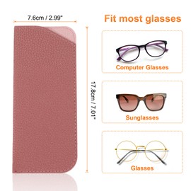 HARFINGTON 6pcs Sunglass Case Soft Leather Sunglass Pouch Portable Eyeglass Case Travel Glasses Bag for Women Men, Pink Purple Beige