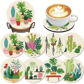 8 Pcs Diamond Art Kits for Adults Coasters - DIY 5D Flowers Diamond Painting Coasters with Holder, Small Diamond Art Kits for Adult Art Craft Supplies