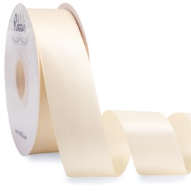 Ribbli Ivory Satin Ribbon Double Faced Satin 1-1/2 Inch x Continuous 50 Yards-Cream White Ribbon for Gift Wrapping Crafts Wedding Decoration Bows Bouquet Floral Arrangement