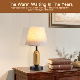 Modern Fabric Table Lamp LED Bedside Light, Desktop Nightstand Lamp Accent Lamp, 3W LED Column Table Lamps, End Table Lights for Bedroom Living Room Desk Kids Room