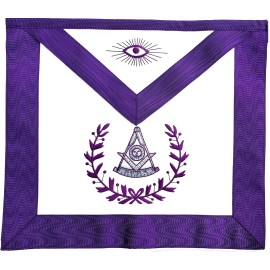 MASONIC PAST MASTER Synthetic  LEATHER APRON EMBROIDERED Purple