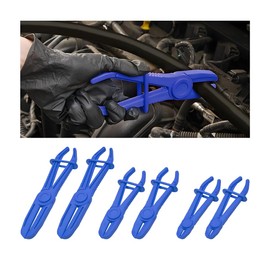 zipelo Hose Clamp Pliers, 6 Pack 3 Size Line Pinch Clamps Set, Plastic Hose Pinching Off Pliers for Automotive Radiator, Brake, Gas, Coolant Hoses and Fuel Lines, Vehicle Tools Car Accessories (Blue)