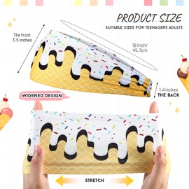 Suncalla Ice Cream Headband Baseball Athletic Sweatband Moisture Wicking Workout Hairband Breathable Soft Elastic Sweatband for Men Women Keeps Head Fresh Clean Suitable Sizes Teenagers Adults(White)