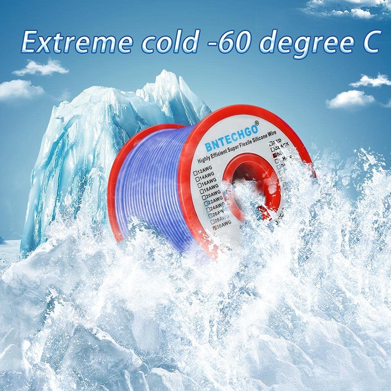 BNTECHGO 30 Gauge Silicone Wire Spool 50 ft Blue Flexible