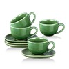 vicrays 6.5 oz Cappuccino Cups with Saucers, Set of 4,