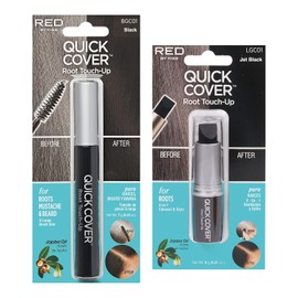 Kiss Quick Cover - Juego de retoque, humectar y brillar, cepillo y palo (Negro)