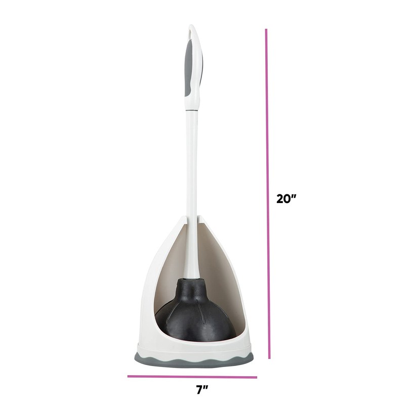 Superio Toilet & Sink Plunger and Holder Grey, 1-Pack