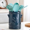 WAIT FLY Embossed Rooster Porcelain Kitchen Utensil Holder Flatware Storage