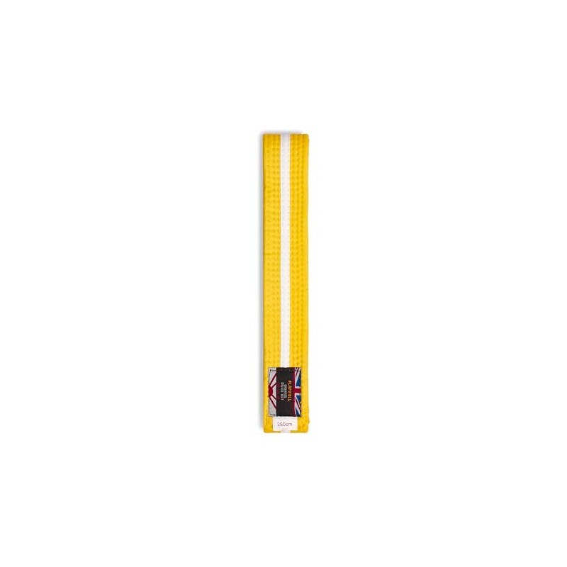 Playwell Martial Arts Cotton Striped Coloured Grading Belt - Yellow